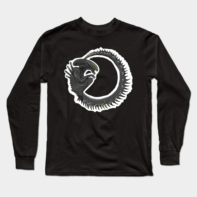 Grid Xenomorph Avp Long Sleeve T-Shirt by Alien Dropship